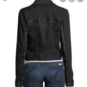 7 for All Mankind Cropped Denim Beaded Jacket NWT